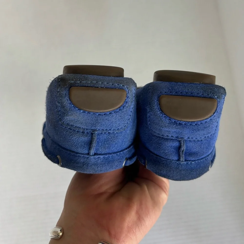 J. Crew Womens Driving Moccasins In Suede Brilliant Sapphire Loafers Size 8.5 - Picture 4 of 14